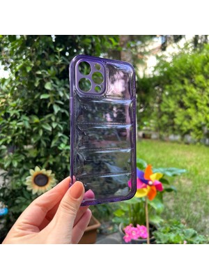 Bumudur Aksesuar iPhone 12 Pro Max Mor Şeffaf Dalgalı Silikon kılıf