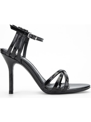 Valmenti Zenokadın Siyah Metalik Hakiki Deri Topuklu Sandalet 654 228 Bn Sndlt Y24