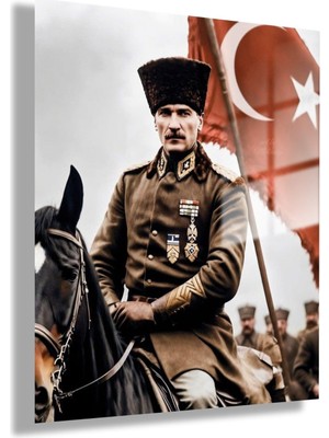 Gaagart Temperli Cam Tablo Yüksek Kalite Üniformalı Atatürk Görseli
