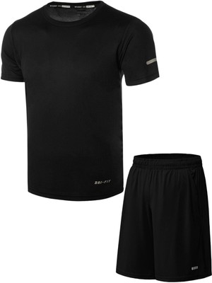 Ghassy Co. Erkek 2'li Set Nem Emici Koşu Egzersiz Şort T-Shirt Takım