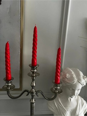 Sea Home Decor 3'lü Kırmızı Burgulu Şamdan Mum