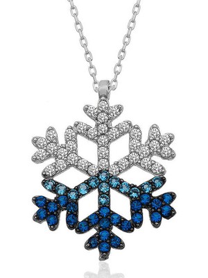 Serra Jewels Gümüş Mavi Taşlı Kar Tanesi Kadın Kolye