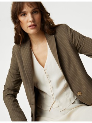 Marks & Spencer Relaxed Fit Çizgili Blazer Ceket