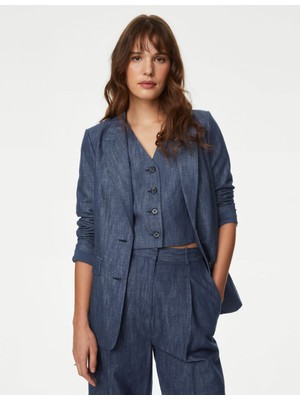 Marks & Spencer Relaxed Fit Keten Blazer Ceket