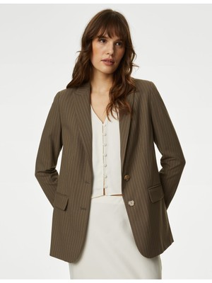 Marks & Spencer Relaxed Fit Çizgili Blazer Ceket