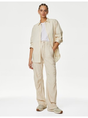 Marks & Spencer Straight Leg Keten Kargo Pantolon