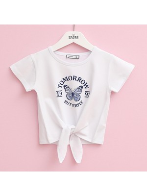 Wanex Kız Çocuk Kısa Kol Tshirt - 32480 - Beyaz