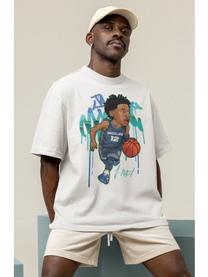 Fuddy Moda Unisex Ja Morant Baskılı T-Shirt Erkek-Kadın Basketbol Temalı T-Shirt