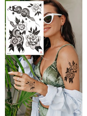 Bear & Pear Yılan ve Çiçek Geçici Dövme Tattoo