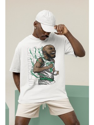 Fuddy Moda Unisex Kevin Garnett Baskılı T-Shirt Erkek-Kadın Basketbol Temalı T-Shirt