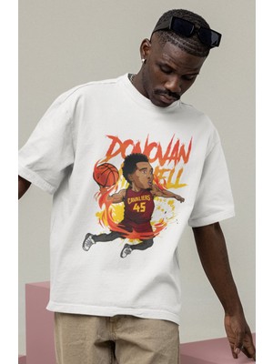 Fuddy Moda Unisex Donovan Mitchell Baskılı T-Shirt Erkek-Kadın Basketbol Temalı T-Shirt