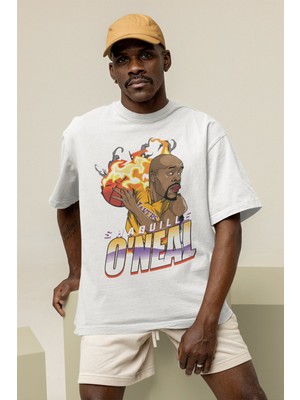 Fuddy Moda Unisex Shaquille O'Neal Baskılı T-Shirt Erkek-Kadın Basketbol Temalı T-Shirt