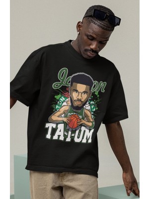 Fuddy Moda Unisex Jayson Tatum Baskılı T-Shirt Erkek-Kadın Basketbol Temalı T-Shirt