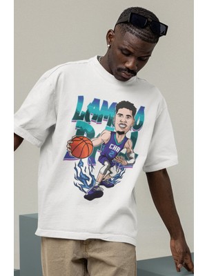 Fuddy Moda Unisex Lamelo Ball Baskılı T-Shirt Erkek-Kadın Basketbol Temalı T-Shirt