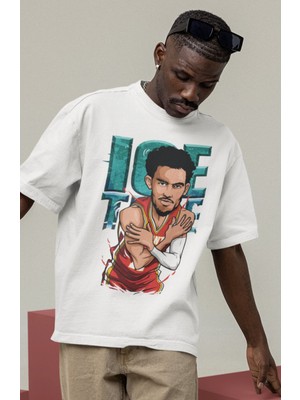 Fuddy Moda Unisex Trae Young Baskılı T-Shirt Erkek-Kadın Basketbol Temalı T-Shirt