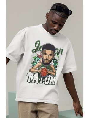 Fuddy Moda Unisex Jayson Tatum Baskılı T-Shirt Erkek-Kadın Basketbol Temalı T-Shirt