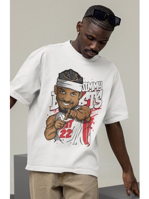 Fuddy Moda Unisex Jimmy Butler Baskılı T-Shirt Erkek-Kadın Basketbol Temalı T-Shirt