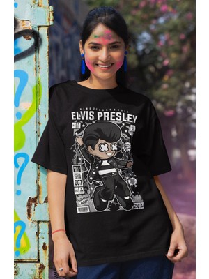 Fuddy Moda Elvis Presley Yazılı Tshirt Unisex Elvis Presley Baskılı T-Shirt