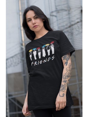 Fuddy Moda Friends Yazılı Karakterler Baskılı Tshirt Unisex Friends Dizi Baskılı T-Shirt