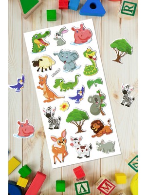 Bear & Pear Hayvanlar Alemi Kendinden Yapışkanlı Kabartmalı Sticker Çocuk Çıkartmaları