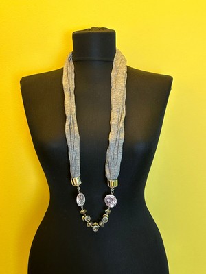 Gönülden Tasarım Zirkon Taşlı Etnik Boncuklu Penye Kadın Kolye Fular 38 cm