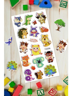 Bear & Pear Hayvanlar Alemi Kendinden Yapışkanlı Kabartmalı Sticker Çocuk Çıkartmaları