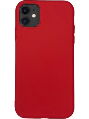 Bumudur Aksesuar Apple iPhone 11 Içi Süet Tasarım Kırmızı  Silikon Kılıf