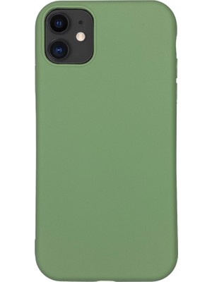 Bumudur Aksesuar Apple iPhone 11 Içi Süet Tasarım Yeşil Silikon Kılıf
