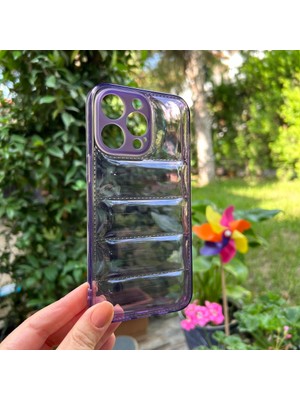 Bumudur Aksesuar Apple iPhone 14 Pro Max Mor Şeffaf Dalgalı Silikon kılıf