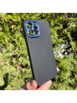 Bumudur Aksesuar Apple iPhone 12 Pro Siyah Metal Kamera Korumalı Silikon Kılıf