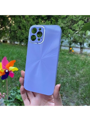 Bumudur Aksesuar Apple iPhone 12 Pro Max Mor Prizma Desenli Cam Görünümlü Kılıf