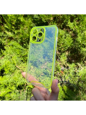 Bumudur Aksesuar Apple iPhone 13 Pro Sarı  Fosforlu Şeffaf Silikon Kılıf