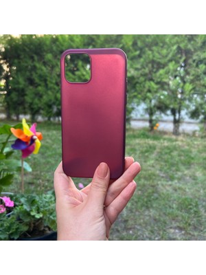 Bumudur Aksesuar Apple iPhone 12 Bordo Yumuşak Silikon Kılıf