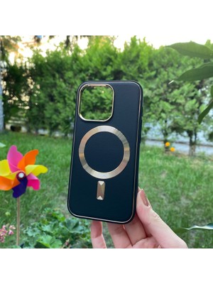 Bumudur Aksesuar Apple iPhone 14 Pro Siyah Deri Magsafe Kılıf
