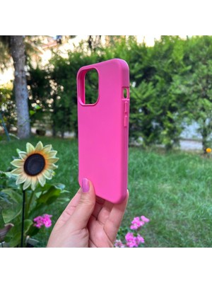 Bumudur Aksesuar Apple iPhone 13 Pro Içi Süet Tasarımı Pembe Silikon Kılıf