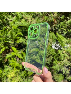 Bumudur Aksesuar Apple iPhone 14 Pro Yeşil Fosforlu Şeffaf Silikon Kılıf