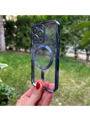Bumudur Aksesuar Apple iPhone 13 Pro Mavi Kamera Korumalı Magsafe Kılıf