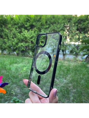 Bumudur Aksesuar Apple iPhone 14 Mor Parlak Kenarlı Magsafe Kılıf