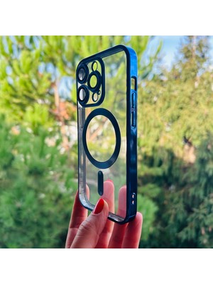 Bumudur Aksesuar Apple iPhone 14 Pro Mavi Kamera Korumalı Magsafe Kılıf