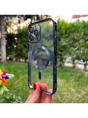 Bumudur Aksesuar Apple iPhone 14 Pro Max Lacivert Kamera Korumalı Magsafe Kılıf