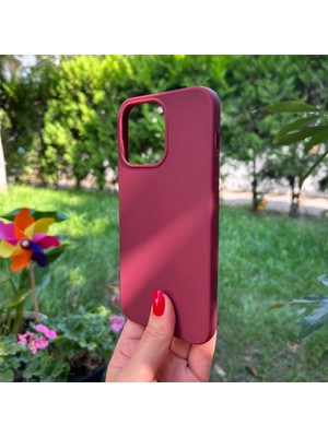 Bumudur Aksesuar Apple iPhone 14 Pro Max Bordo Yumuşak Silikon Kılıf