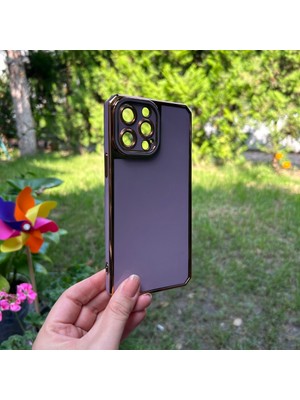 Bumudur Aksesuar Apple iPhone 13 Pro Max Kamera Korumalı Altın Renkli Mor Silikon Kılıf