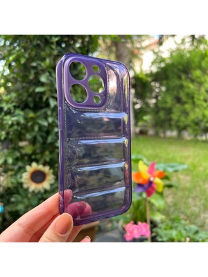 Bumudur Aksesuar Apple iPhone 14 Pro Mor Şeffaf Dalgalı Silikon kılıf