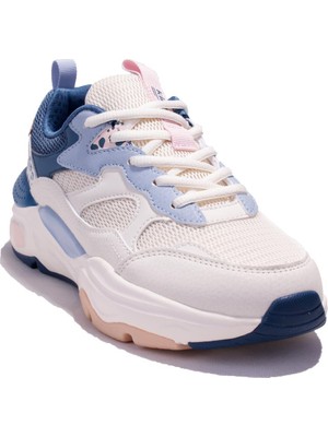 Kinetix Foxy Tx Ekru Mavi Ortopedik Günlük Kadın Spor Ayakkabı