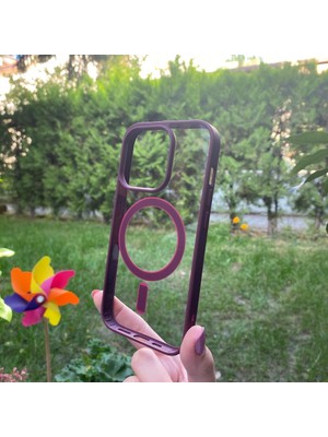 Bumudur Aksesuar Apple iPhone 15 Pro Bordo Çerçeveli Magsafe Kılıf