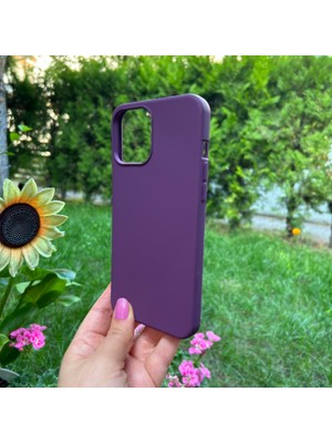 Bumudur Aksesuar Apple iPhone 12 Pro Max Içi Süet Tasarımı Mor Silikon Kılıf