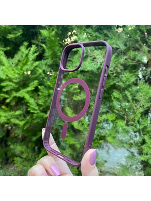 Bumudur Aksesuar Apple iPhone 15 Bordo Çerçeveli Magsafe Kılıf