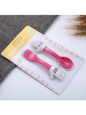 Ceymstech Mickey Mause Bebek Mama Çatal Kaşık Seti Kırmızı