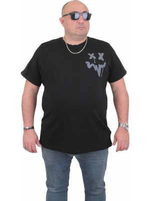 Moc Grande Mocgrande Erkek Büyük Beden Sıfır Yaka T-Shirt New Generation 24130 Sıyah