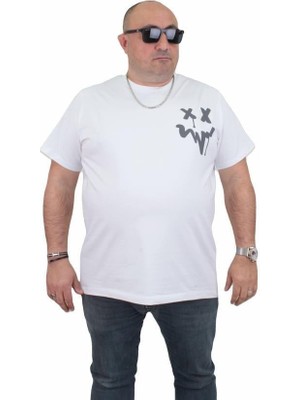 Starbattal Erkek Büyük Beden Sıfır Yaka T-Shirt New Generation 24130 Beyaz